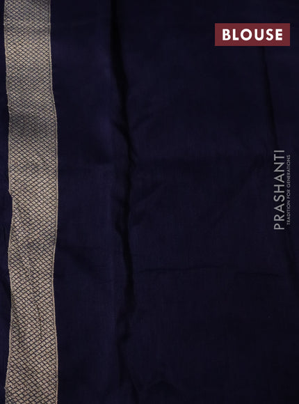 Semi tussar silk saree pastel blue and navy blue with thread & zari woven buttas and woven buttas & beaded work border