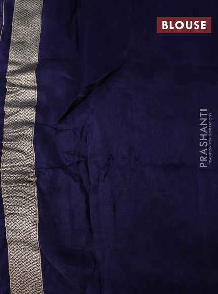 Semi tussar silk saree grey and navy blue with thread & zari woven buttas and woven buttas & beaded work border