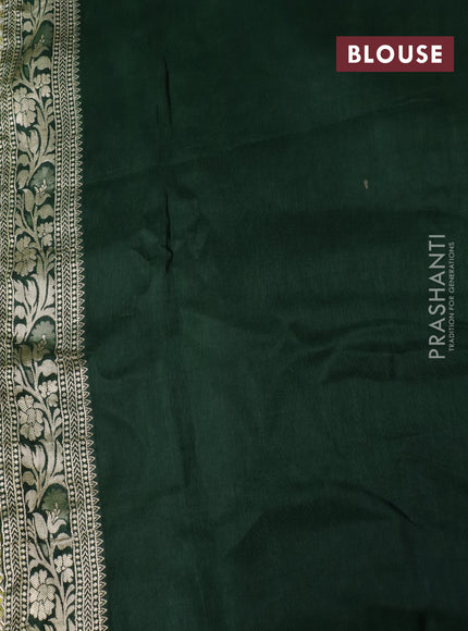 Semi tussar silk saree lime green and bottle green with thread & zari woven buttas and woven buttas & beaded work border
