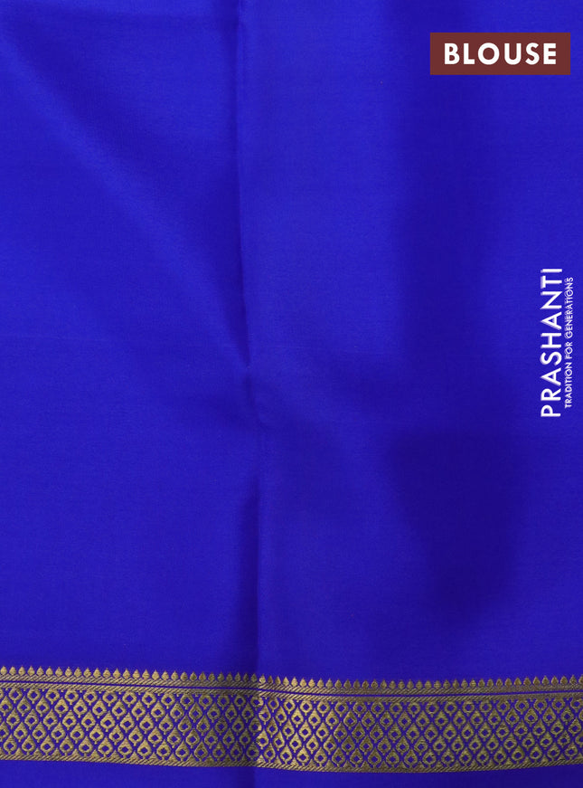 Mysore silk saree light pink and blue green with zari woven stripes pattern and zari woven border