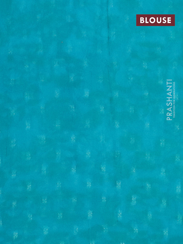 Semi crepe saree blue and teal green shade with ikat prints & zari stripes and zari woven border