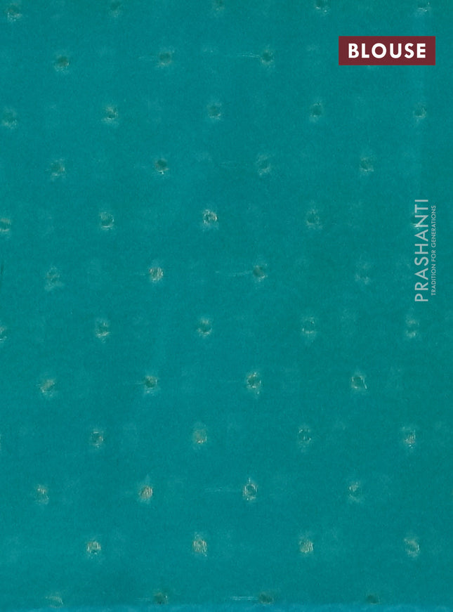 Semi crepe saree blue and teal blue with kalamkari prints & zari stripes and zari woven border