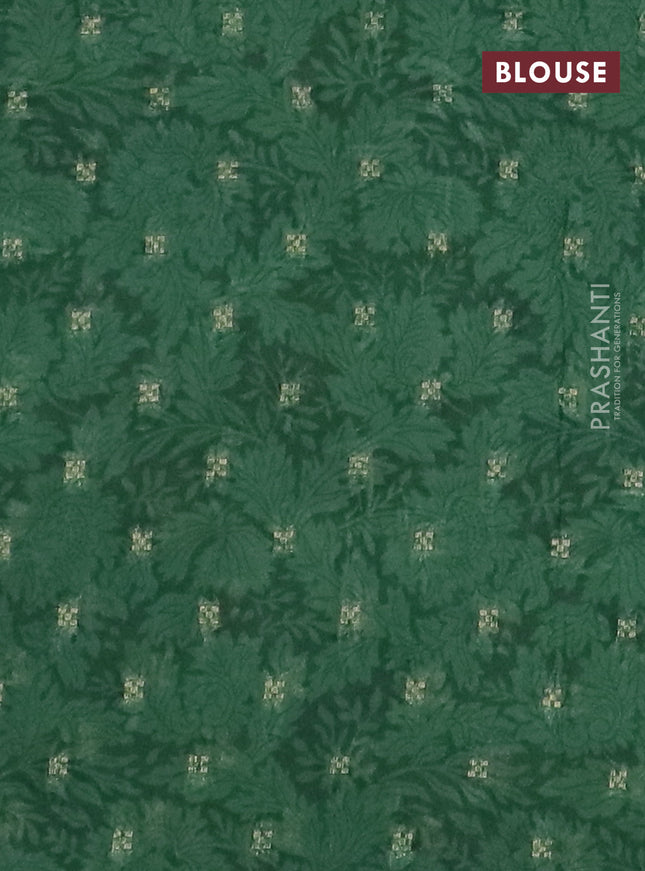 Semi crepe saree green and dark green shade with kalamkari prints & zari stripes and zari woven border