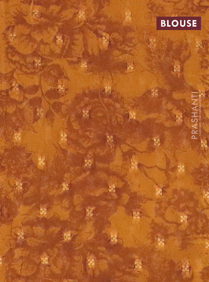 Semi crepe saree pastel maroon and dark mustard with kalamkari prints & zari stripes and zari woven border