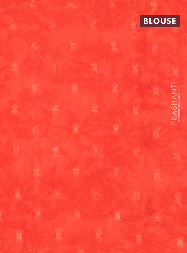 Semi crepe saree mango yellow and orange with kalamkari prints & zari stripes and zari woven border