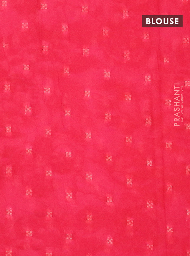 Semi crepe saree orange and peach pink with kalamkari prints & zari stripes and zari woven border