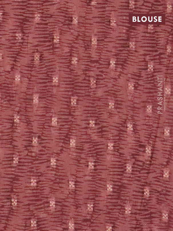 Semi crepe saree dark mustard and pastel brown with kalamkari prints & zari stripes and zari woven border