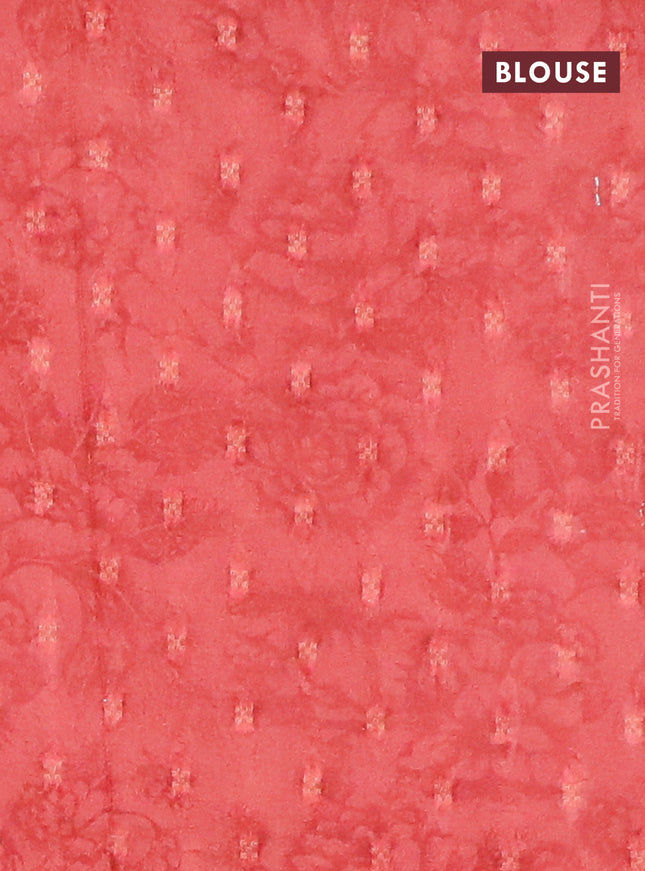 Semi crepe saree pastel brown and peach shade with zari stripes & kalamkari prints and zari woven border