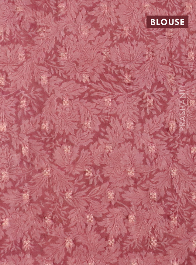 Semi crepe saree dark mustard and pastel brown with zari stripes & kalamkari prints and zari woven border