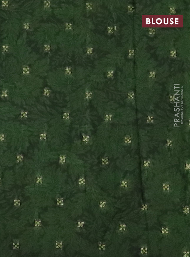 Semi crepe saree blue and green with paisley prints & zari stripes and zari woven border