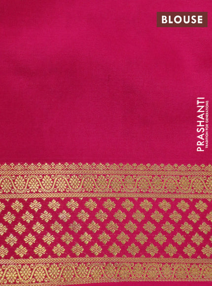 Pure mysore silk saree teal green shade and pink with allover zari woven buttas and zari woven border