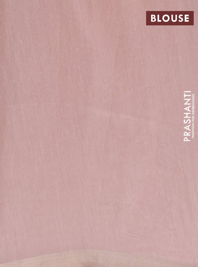 Cotton Saree peach shade with allover kantha work and zari woven border