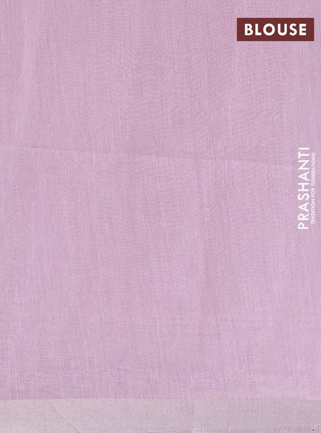 Cotton Saree light pink with allover kantha work and zari woven border