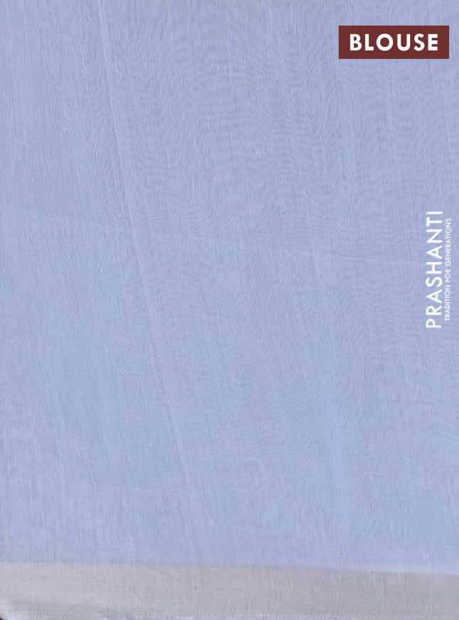 Cotton Saree grey with allover kantha work and zari woven border