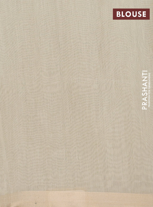 Cotton Saree pale yellow with allover kantha work and zari woven border