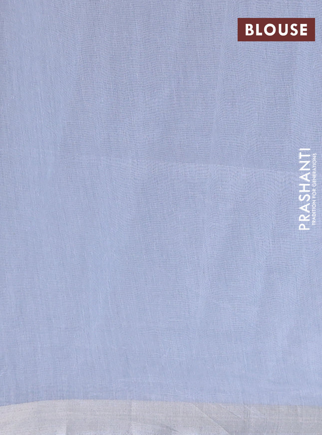 Cotton Saree grey with allover kantha work and zari woven border