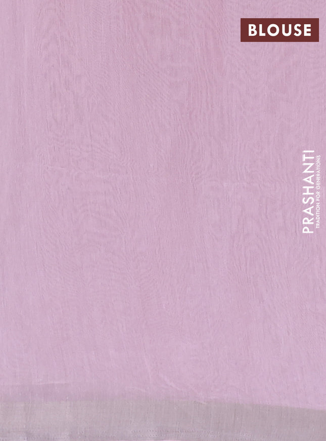 Cotton Saree light pink with allover kantha work and zari woven border