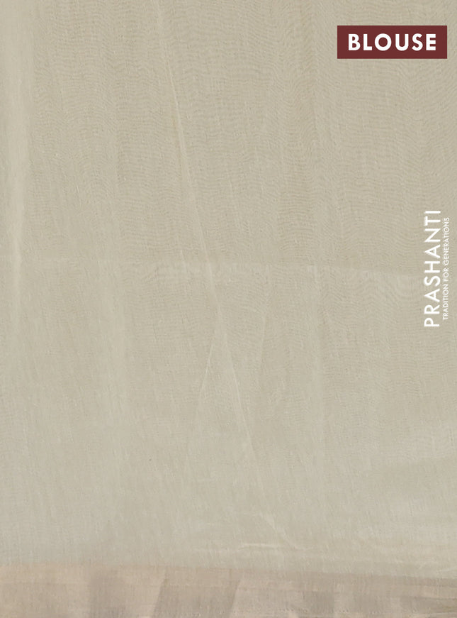 Cotton Saree pale yellow with allover kantha work and zari woven border