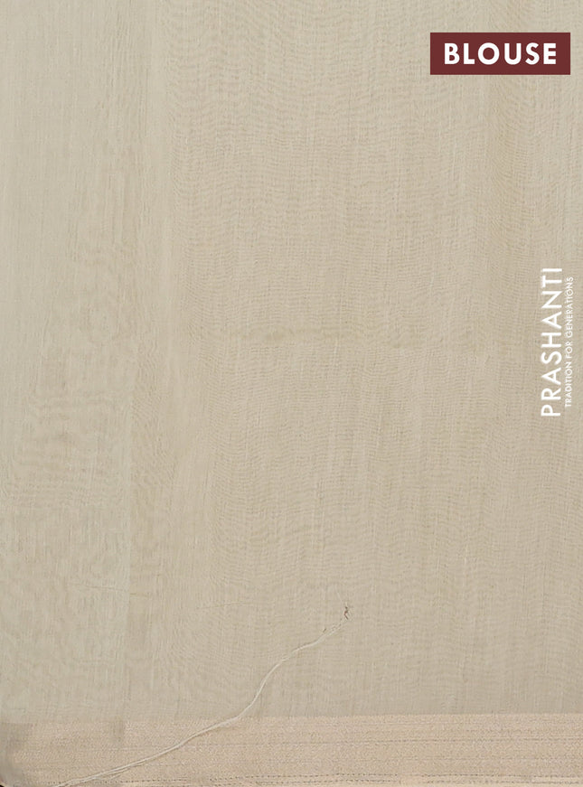 Cotton Saree pale yellow with allover kantha work and zari woven border