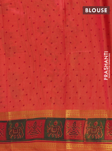 Semi tussar saree dual shade of pinkish orange with plain body and ikat woven zari border
