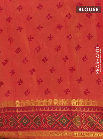 Semi tussar saree dual shade of pinkish orange with plain body and ikat woven zari border
