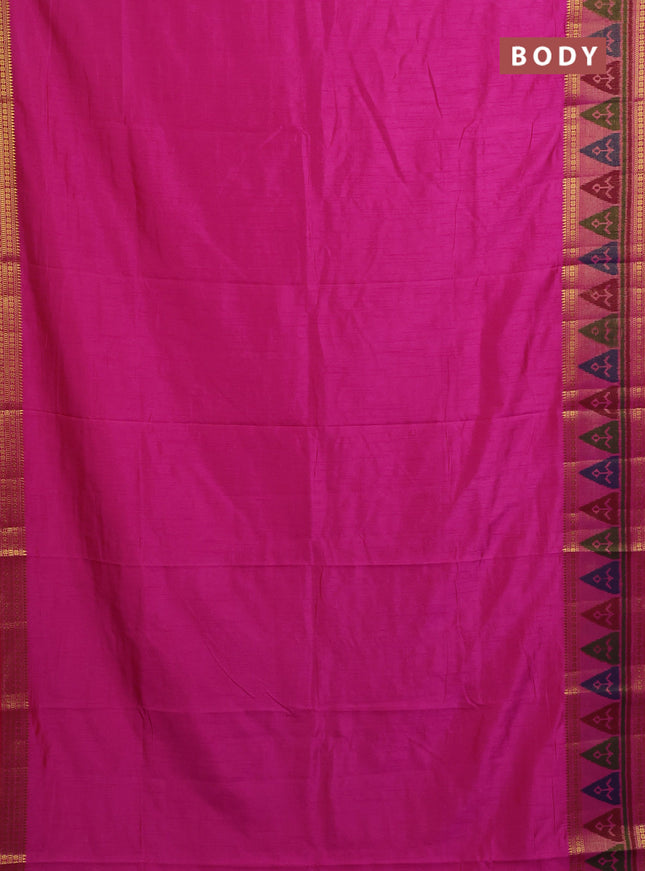 Semi tussar saree dual shade of pink with plain body and ikat woven zari border