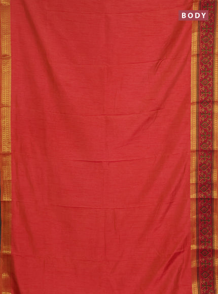 Semi tussar saree dual shade of pinkish orange and maroon with plain body and ikat woven zari border