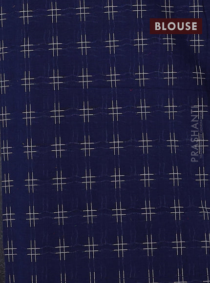 Chettinad cotton saree cs blue and navy blue with plain body anf temple design simple border