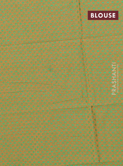 Chettinad cotton saree dark mustard and light green with allover small checked pattern and zari woven border