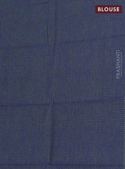 Chettinad cotton saree cs blue and navy blue with thread woven buttas and zari woven border