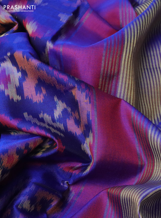Rajkot patola silk saree blue and purple with allover ikat weaves and zari woven border