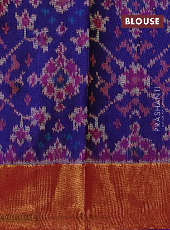 Rajkot patola silk saree blue and purple with allover ikat weaves and zari woven border