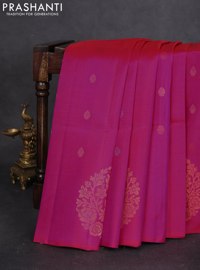 Pure soft silk saree pink with woven buttas and zari woven butta border