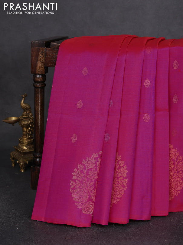Pure soft silk saree pink with woven buttas and zari woven butta border