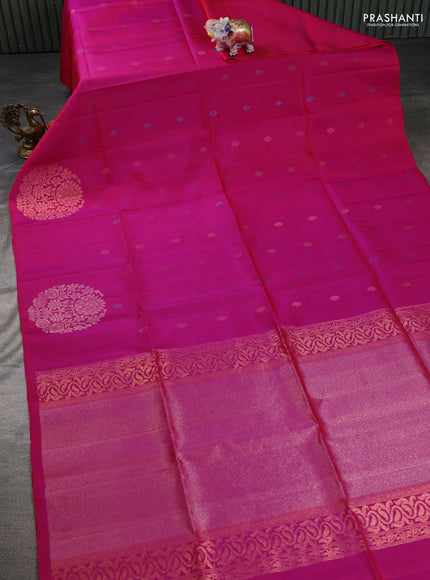 Pure soft silk saree pink with woven buttas and zari woven butta border