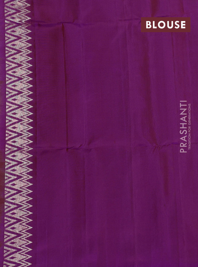 Pure soft silk saree purple with elephant zari woven buttas in borderless style
