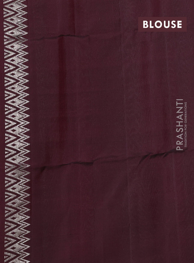 Pure soft silk saree maroon with elephant zari woven buttas in borderless style