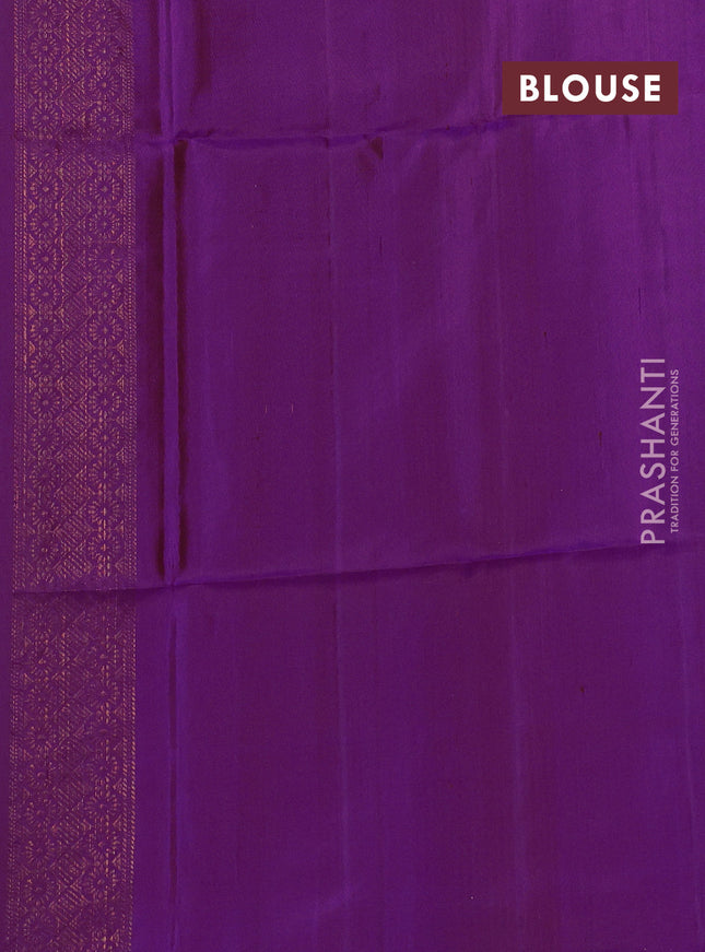 Pure soft silk saree purple with allover zari stripe & buttas in borderless style
