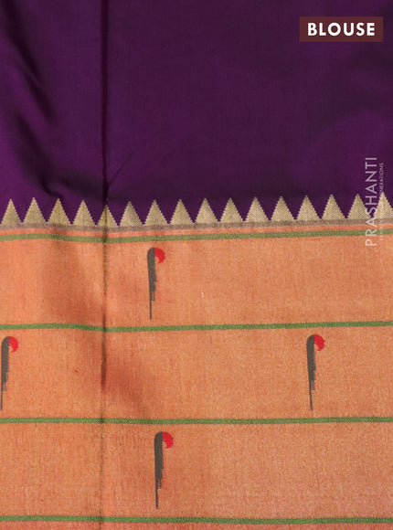 Pure paithani silk saree purple and red with zari woven buttas and muniya butta border