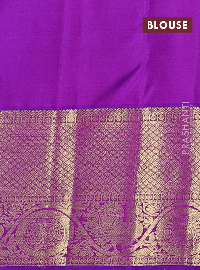 Pure kanchipuram silk saree light pink and purple with zari woven buttas and zari woven border