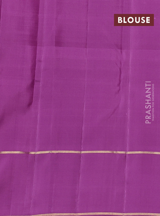 Pure kanchipuram silk saree lavender and purple shade with allover zari woven stripes pattern and zari woven butta border