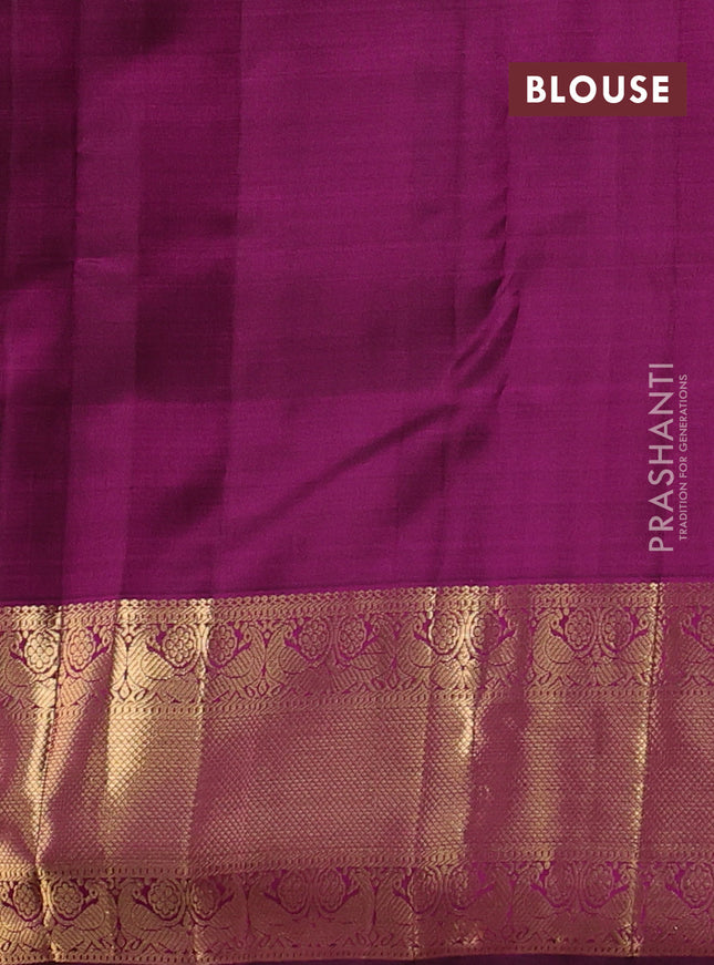 Pure kanchipuram silk saree lotus pink and dark magenta pink with allover zari checks & buttas and zari woven border