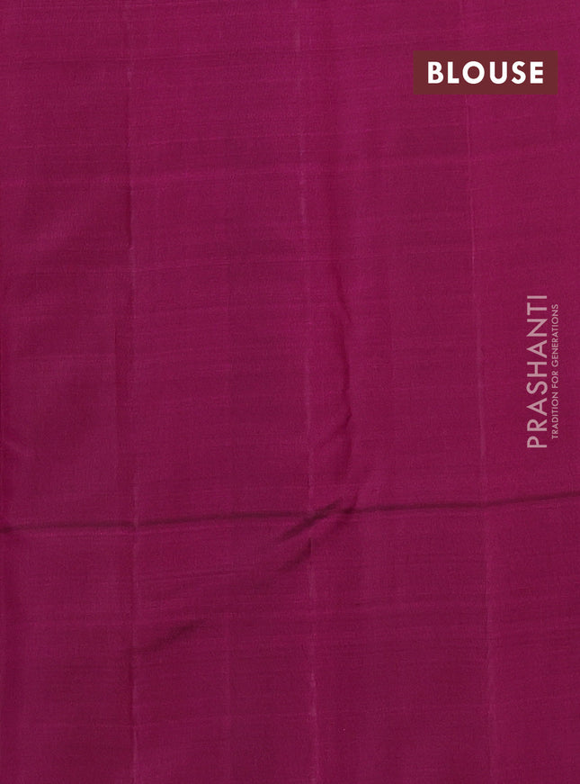 Pure kanchipuram silk saree dual shade of pinkish orange and dark magenta pink with allover silver & gold zari weaves and zari woven butta border