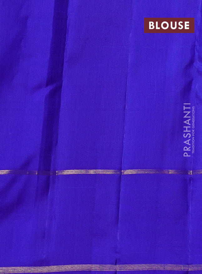 Pure kanchipuram silk saree cs blue and royal blue with allover zari stripes pattern and zari woven butta border