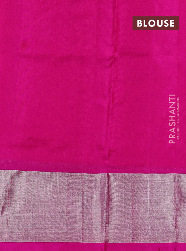 Venkatagiri silk saree dual shade of pinkish orange and pink with silver zari woven buttas and silver zari woven border