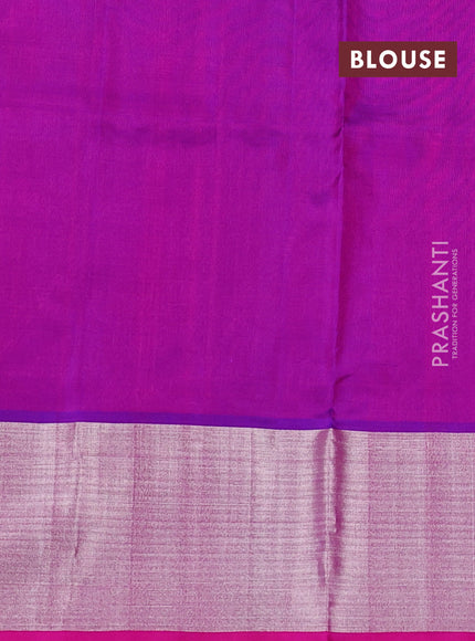 Venkatagiri silk saree dual shade of pinkish orange and pink with silver zari woven buttas and silver zari woven border