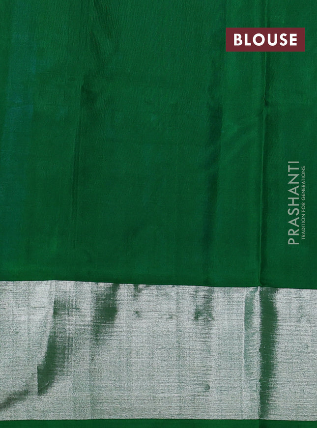 Venkatagiri silk saree dual shade of cs blue and green with silver zari woven buttas and silver zari woven border