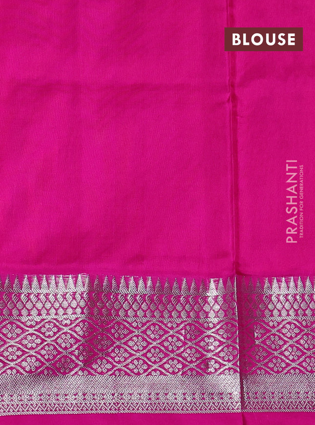 Venkatagiri silk saree dual shade of pinkish orange and pink with silver zari woven buttas and silver zari woven border