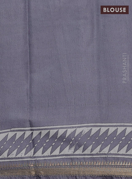 Semi bhagalpuri saree grey with allover prints and zari woven border