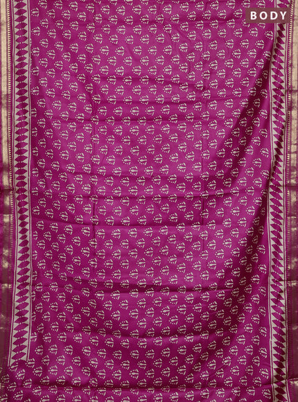 Semi bhagalpuri saree pink with allover prints and zari woven border